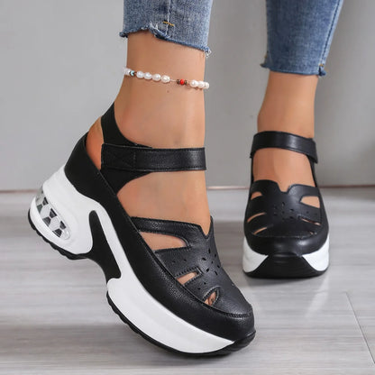 Nuevas sandalias de verano con punta cerrada para mujer, Zapatos informales de talla grande a la moda, nuevas sandalias de plataforma cómodas y ligeras con agujeros, Zapatos