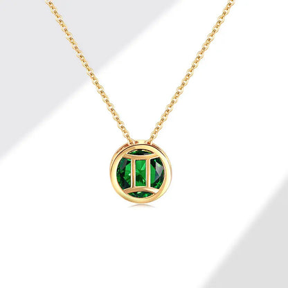 Collares con colgante de 12 constelaciones ahuecados de doble cara Retro para mujer, gargantilla de piedra natal con diamantes de imitación de cristal, signo del zodiaco