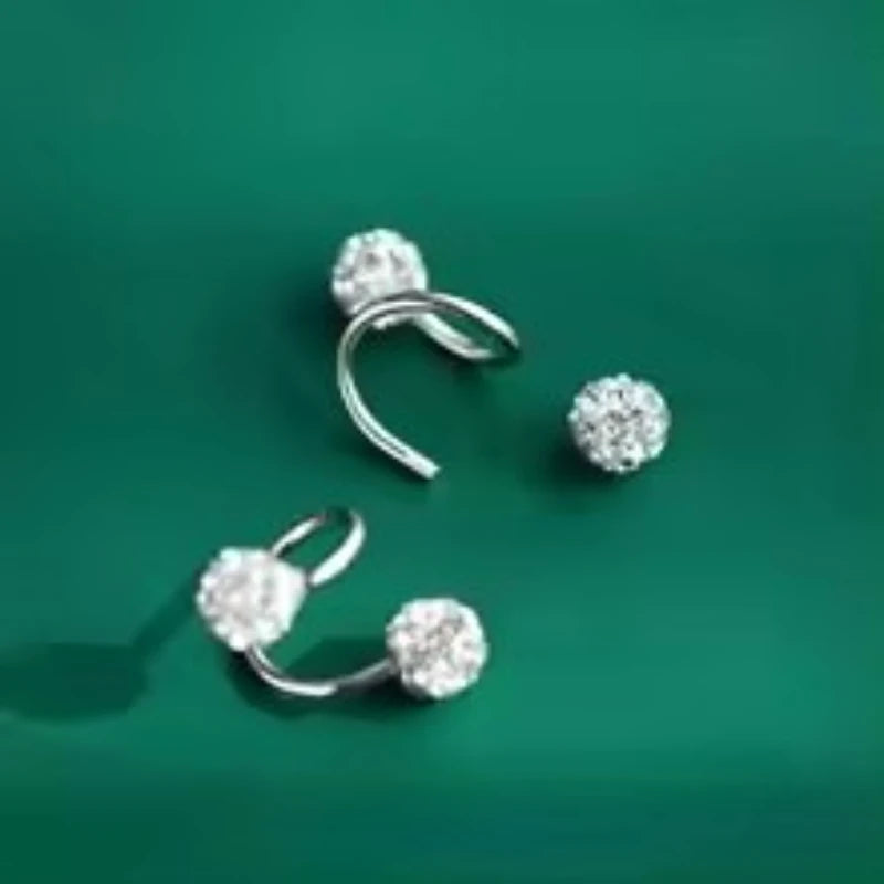 Fashionable and Luxurious Spherical Stud Earrings for Women, with S-Shaped Screw-Back Design, Suitable for Daily Wear