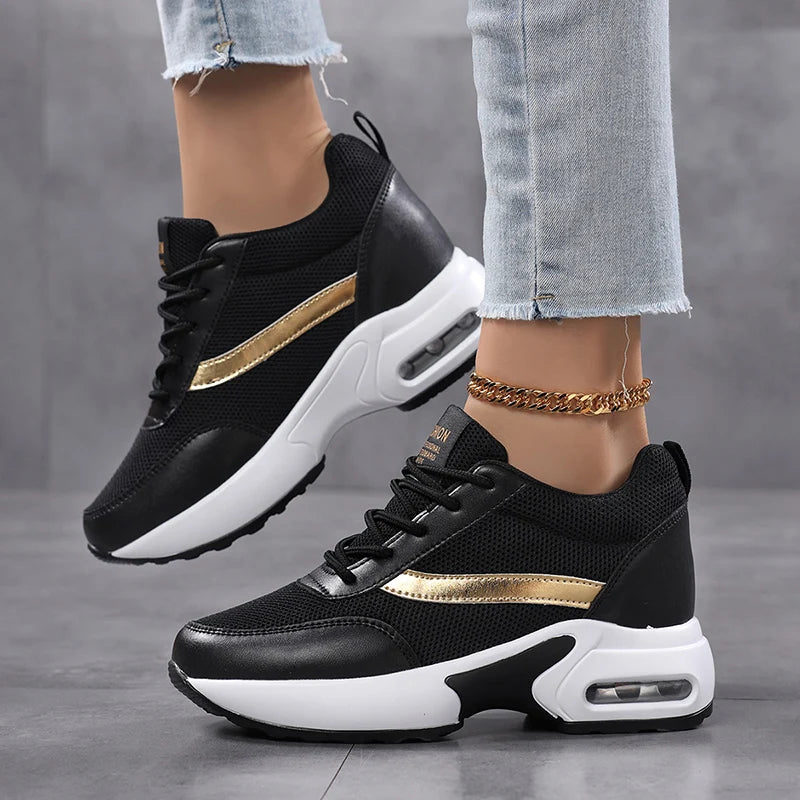 Zapatos de plataforma a la moda para mujer, zapatos informales invisibles con aumento de altura, zapatos transpirables con cojín de aire para caminar y viajar