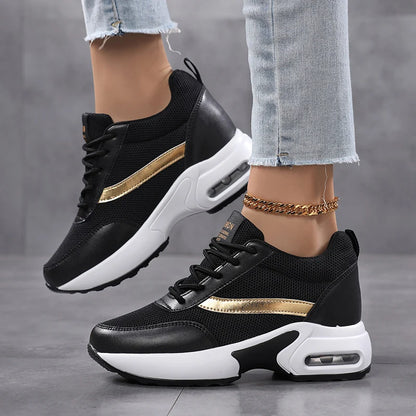 Zapatos de plataforma a la moda para mujer, zapatos informales invisibles con aumento de altura, zapatos transpirables con cojín de aire para caminar y viajar