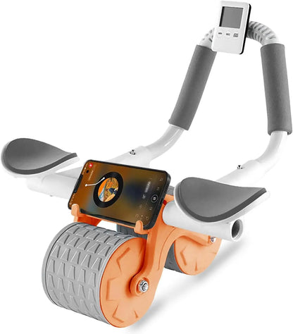 New Abdominal Wheel with Knee Mat and Timer, Automatic Rebound Abdominal Exercise Roller with Elbow Support