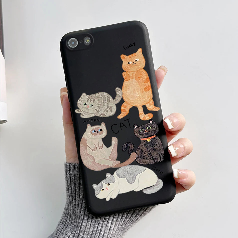 Para iPhone 5 5S Funda lindo oso dibujos animados Rana pintado Funda suave para iPhone SE 2016 2020 2022 SE2 Funda de teléfono de silicona Coque Funda