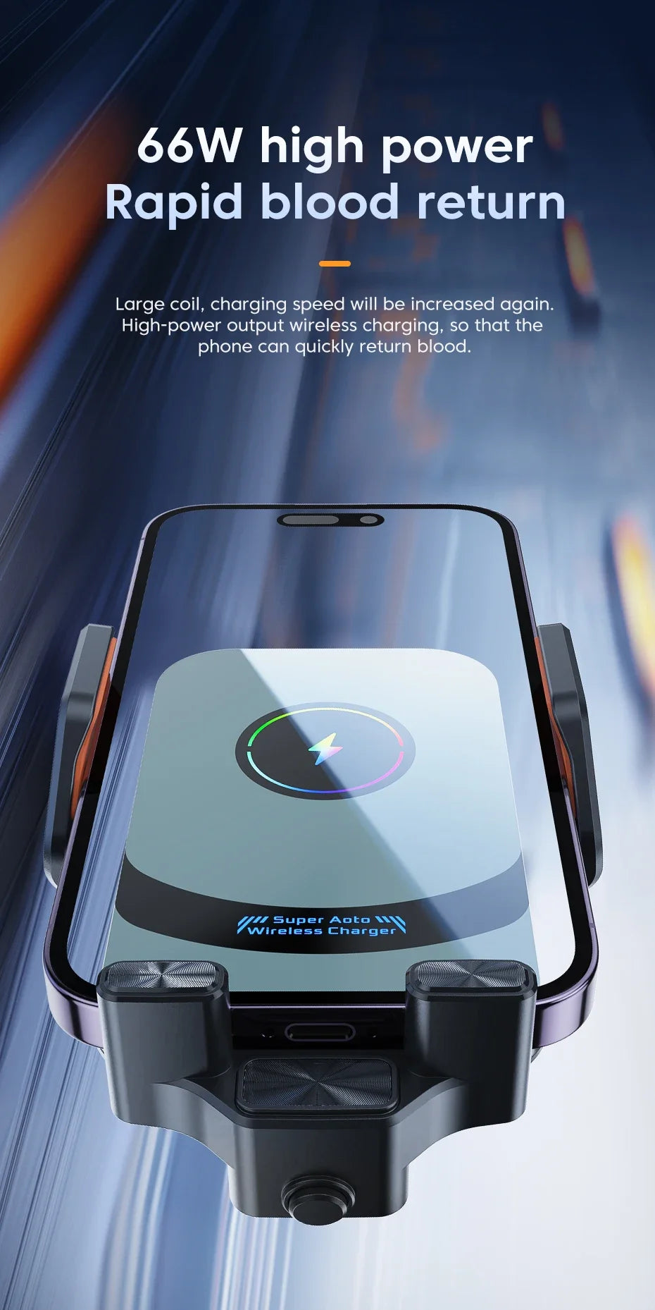 UYUXIO-Adaptador de cargador de coche inalámbrico con sujeción automática, soporte de teléfono para coche con ventilación de aire de carga súper rápida para iPhone 16 15 Pro Max Samsung