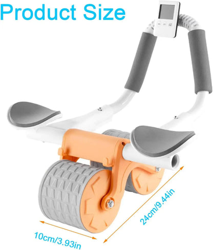 New Abdominal Wheel with Knee Mat and Timer, Automatic Rebound Abdominal Exercise Roller with Elbow Support