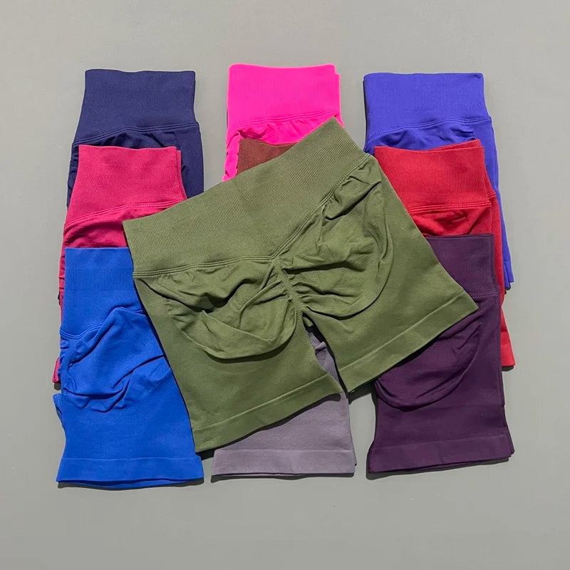 Shorts Deportivos HISTELLO Impacts de 4.5" para Mujer, Shorts de Ciclismo de Cintura Baja, Shorts de Gimnasio, Leggings de Yoga sin Costuras con Efecto Push-Up