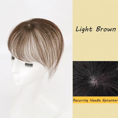 Wig with Air Bangs, Women's Wig Piece, Ultra-thin Traceless Qi Bangs, 5x5cm Women's Toupee with Silk Base Bangs and Cut