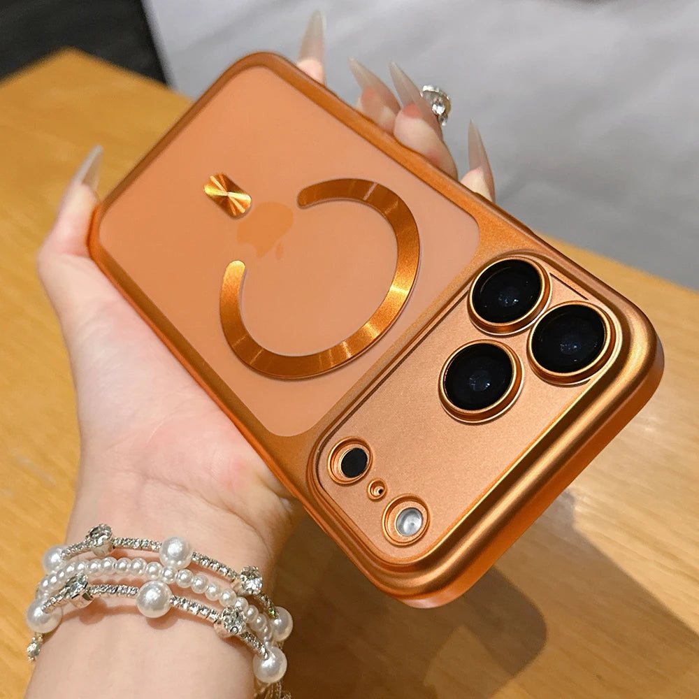 Funda magnética translúcida mate de lujo para iPhone 17 Pro Max 17Pro 17 Air, fundas protectora para cámara de carga inalámbrica Magsafe, funda para iphone 17 pro max