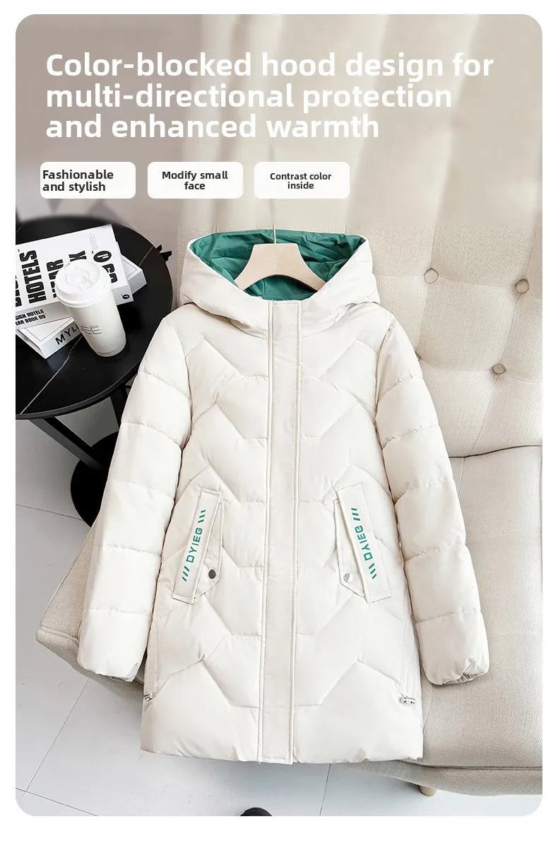 High-end women's mid-length down jacket, thick, warm and stylish, Korean style, for winter, c...
