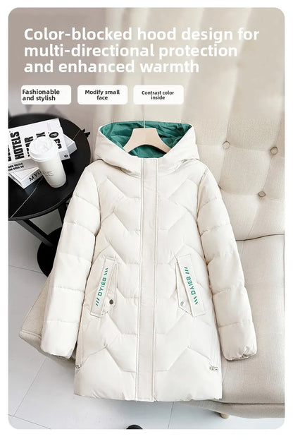 High-end women's mid-length down jacket, thick, warm and stylish, Korean style, for winter, c...