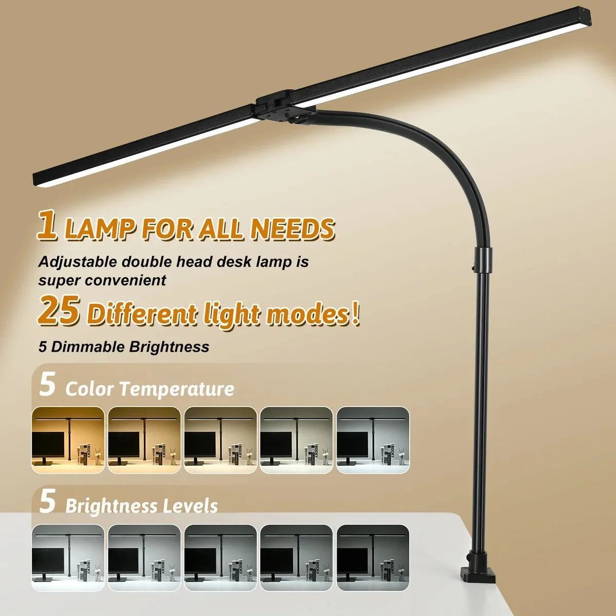 Lámpara de escritorio con Clip Led de un solo cabezal, lámparas de mesa de ordenador regulables, Monitor, luz de arquitecto, lámpara de mesa para luces de lectura de oficina