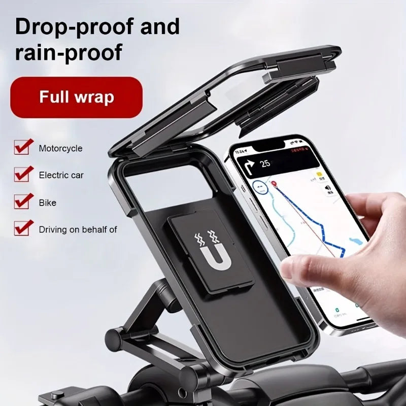 Soporte impermeable para teléfono móvil de motocicleta, bicicleta Universal, GPS 360 ° Soporte giratorio para teléfono