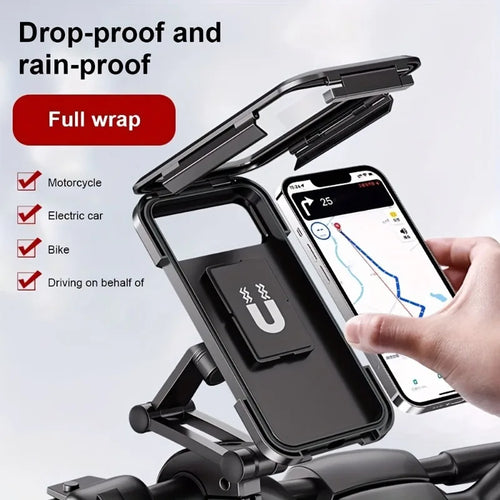 Soporte impermeable para teléfono móvil de motocicleta, bicicleta Universal, GPS 360 ° Soporte giratorio para teléfono