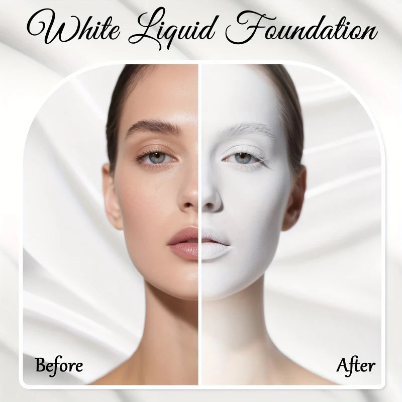 Base líquida blanca pura para maquillaje de escenario COS, corrector de larga duración, ajustador de base blanca pura mezclable, aclara y ilumina