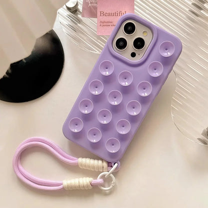Funda de teléfono de silicona suave con ventosa para iPhone 16 Pro Max 17 13 14 11 12 15 Pro Max Plus antideslizante a prueba de golpes cubierta de Color caramelo