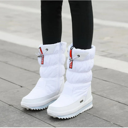 Botas de nieve cálidas a la moda para Mujer, Botas de invierno con plataforma, Botas antideslizantes impermeables, Botas de piel de felpa a media pantorrilla, Botas para Mujer