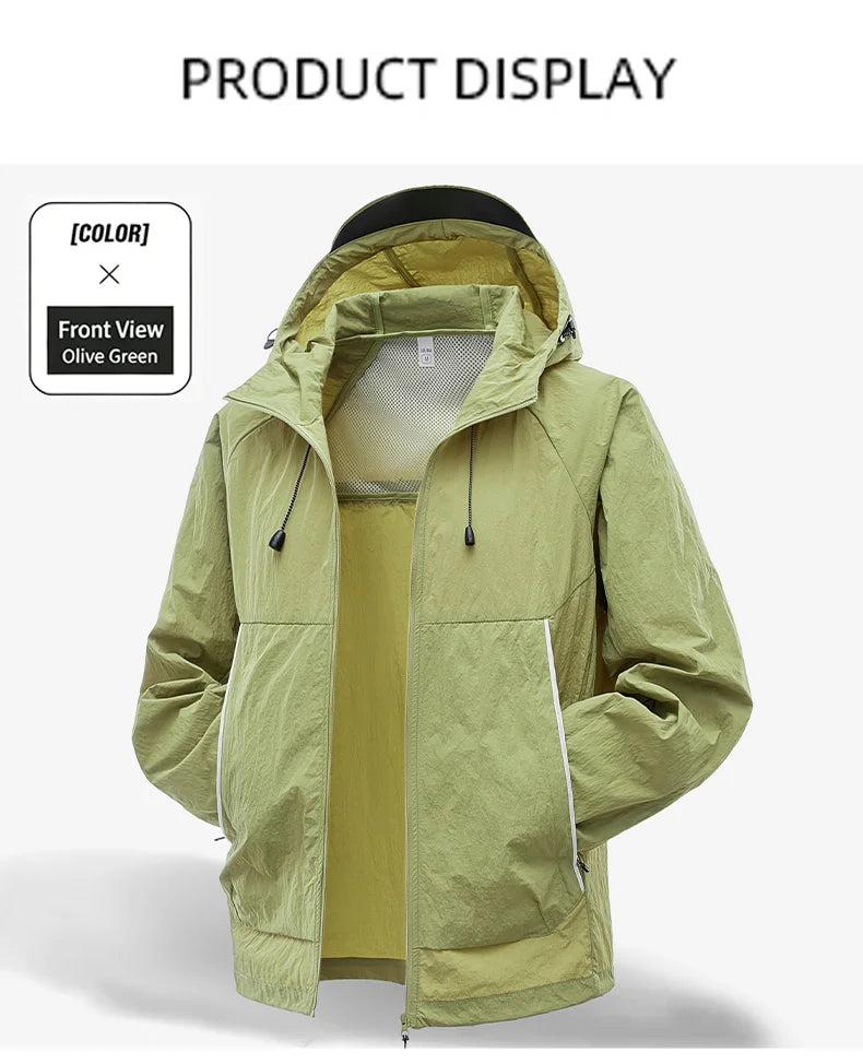 EUMERGX-Chaqueta impermeable para hombre y mujer, cortavientos con protección solar para pesca, escalada, senderismo, abrigo ligero para lluvia, unisex, para verano