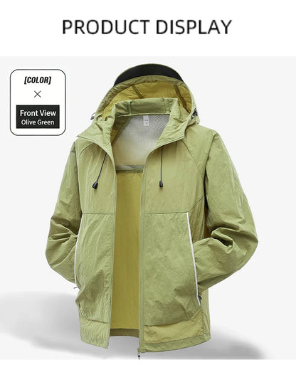 EUMERGX-Chaqueta impermeable para hombre y mujer, cortavientos con protección solar para pesca, escalada, senderismo, abrigo ligero para lluvia, unisex, para verano