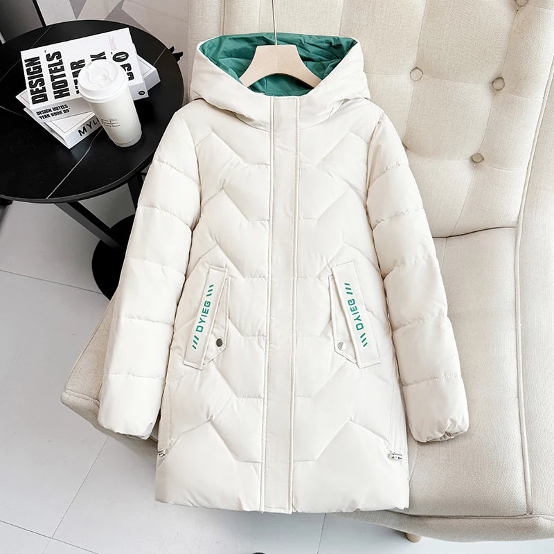 High-end women's mid-length down jacket, thick, warm and stylish, Korean style, for winter, c...