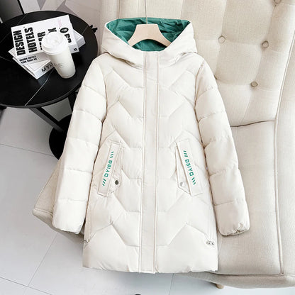 High-end women's mid-length down jacket, thick, warm and stylish, Korean style, for winter, c...