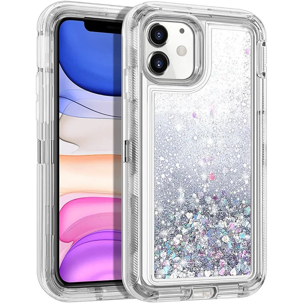 Funda de lujo con purpurina dinámica y arena movediza para IPhone 17 16 15 14 13 Pro Max X XSMAX XR SE 6 7 8 Plus, funda de teléfono pesada a prueba de golpes