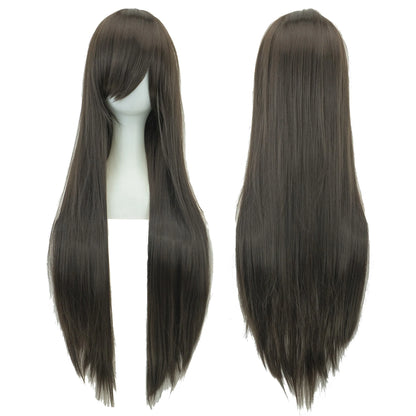 Soowee, pelo sintético de 80cm de largo, pelucas de Cosplay blancas y moradas, peluca recta de pelo negro para fiesta, peluca para mujer.