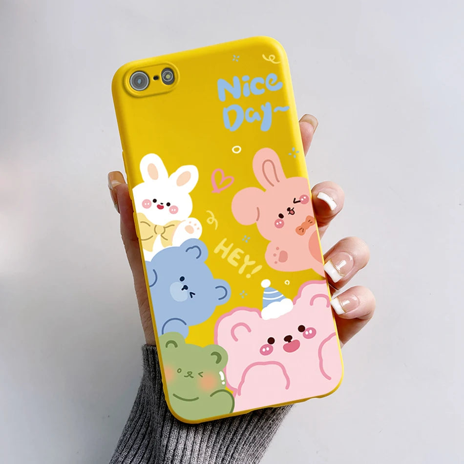 Para iPhone 5 5S Funda lindo oso dibujos animados Rana pintado Funda suave para iPhone SE 2016 2020 2022 SE2 Funda de teléfono de silicona Coque Funda