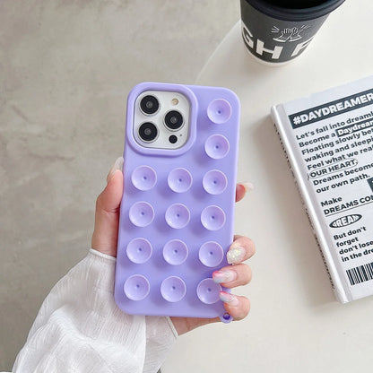 Funda de teléfono de silicona suave con ventosa para iPhone 16 Pro Max 17 13 14 11 12 15 Pro Max Plus antideslizante a prueba de golpes cubierta de Color caramelo