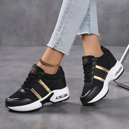 Zapatos de plataforma a la moda para mujer, zapatos informales invisibles con aumento de altura, zapatos transpirables con cojín de aire para caminar y viajar