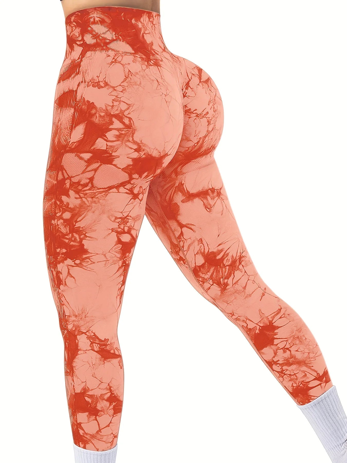 Tie Dye Leggings de entrenamiento de cintura alta sin costuras para mujer Scrunch Butt Lifting Yoga Gym Pantalones deportivos