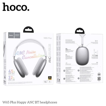 HOCO W65 Plus ANC auriculares Bluetooth con reducción de ruido sobre la oreja auriculares inalámbricos grandes sonidos de alta fidelidad auriculares deportivos con botón