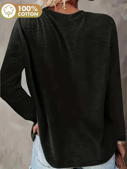 Camiseta informal de algodón de manga larga con estampado de Luna y estrellas, Top de cuello redondo para estilo callejero, camiseta estética de gran tamaño