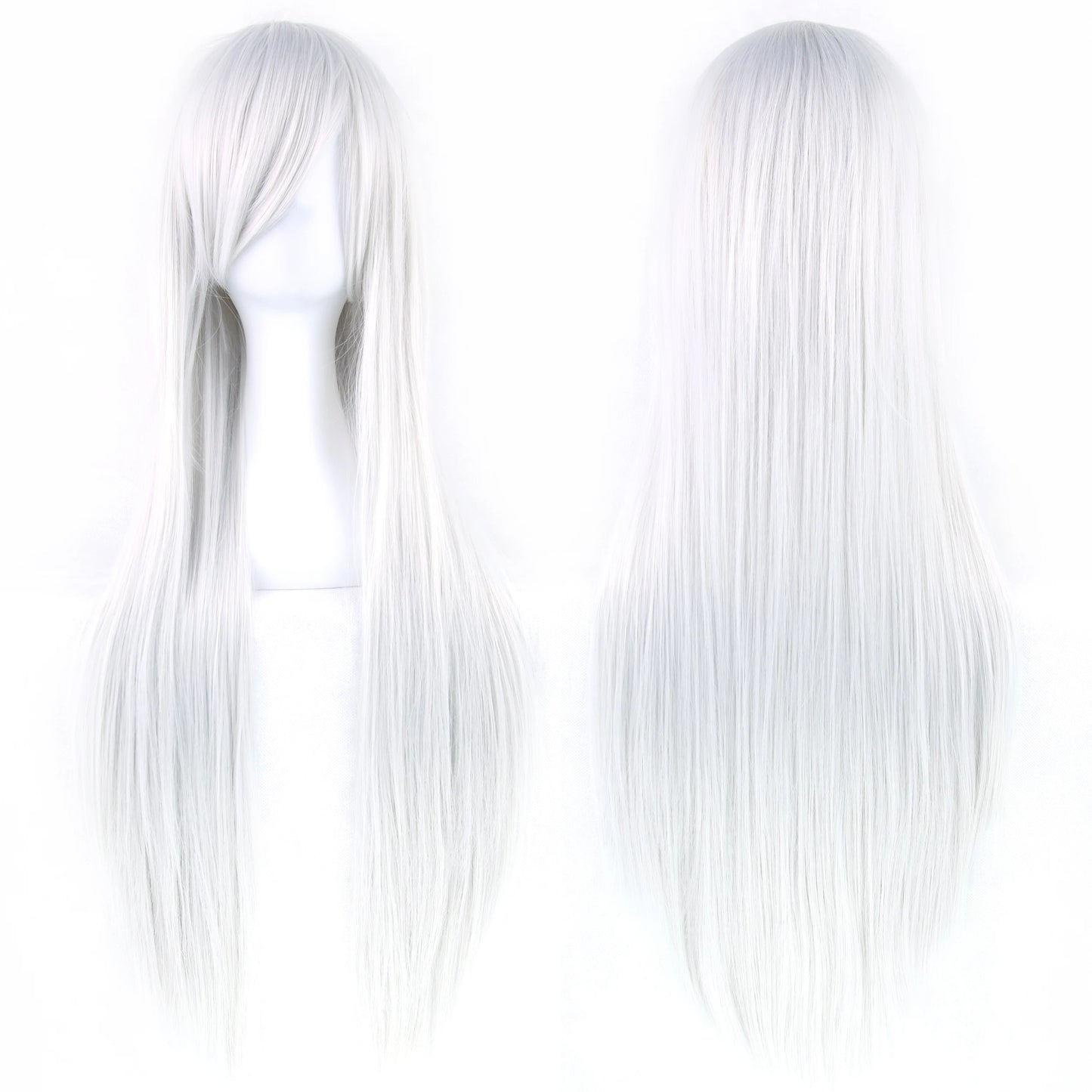 Soowee, pelo sintético de 80cm de largo, pelucas de Cosplay blancas y moradas, peluca recta de pelo negro para fiesta, peluca para mujer.
