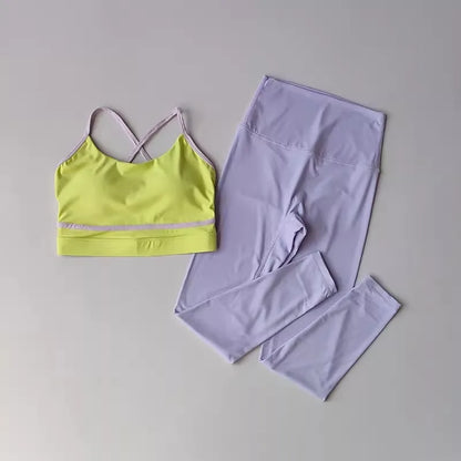 Women's 2-piece yoga workout set, high-waisted.