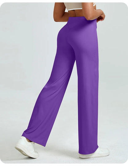 Women's High Waisted Straight Leg Yoga Pants, Naked Feeling, Butt Lift, Loose Fit, Workout Pants, Slimming Gym Pants