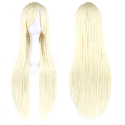 Soowee, pelo sintético de 80cm de largo, pelucas de Cosplay blancas y moradas, peluca recta de pelo negro para fiesta, peluca para mujer.
