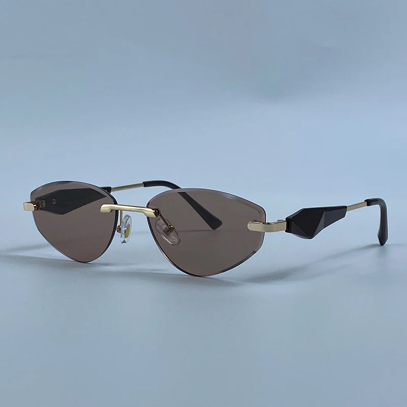 Gafas de Y2K Punk sin montura de ojo de gato, gafas 2026 de diseño de lujo irregulares sin marco, gafas de mujer, gafas de fiesta de moda