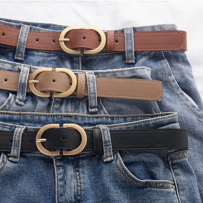 Cinturón decorativo de cuero PU simple con forma de hebilla de aguja de aleación a la moda para mujer, ropa informal diaria para estudiantes, 1 ud.