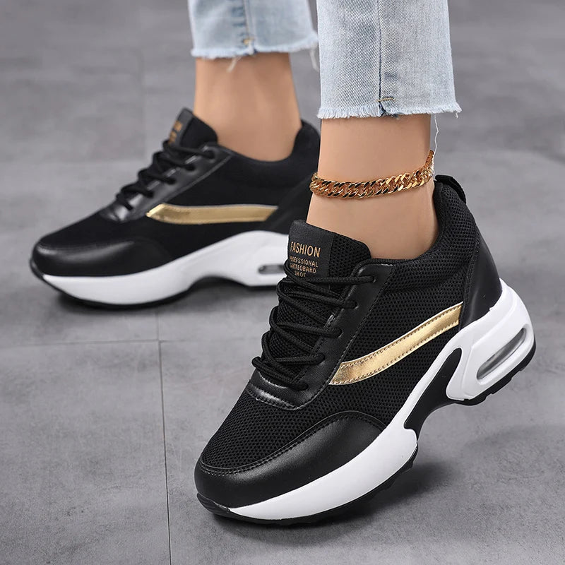 Zapatos de plataforma a la moda para mujer, zapatos informales invisibles con aumento de altura, zapatos transpirables con cojín de aire para caminar y viajar
