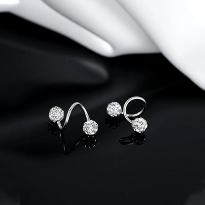 Fashionable and Luxurious Spherical Stud Earrings for Women, with S-Shaped Screw-Back Design, Suitable for Daily Wear