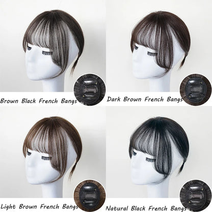 Wig with Air Bangs, Women's Wig Piece, Ultra-thin Traceless Qi Bangs, 5x5cm Women's Toupee with Silk Base Bangs and Cut