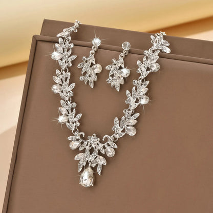 3 uds nuevos conjuntos de Collar de moda para mujer Collar de gota de agua gargantilla Collar pendiente conjunto de joyería para graduación cumpleaños boda nupcial