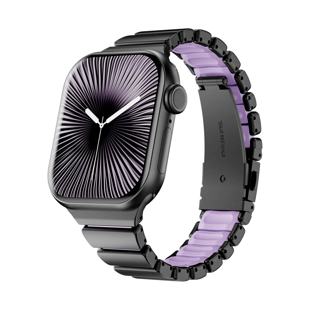 Correa de Acero Inoxidable para Apple Watch Series 10 11 42mm, Correa de Goma para Mujer para Iwatch 9 8 7 41mm 6 5 4 3 2 1 40mm 38mm