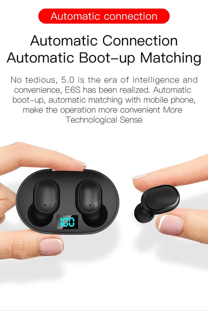 E6S TWS auriculares inalámbricos deportivos impermeables Bluetooth 5,0 auriculares estéreo con micrófono para Iphone Xiaomi Vivo Oppo