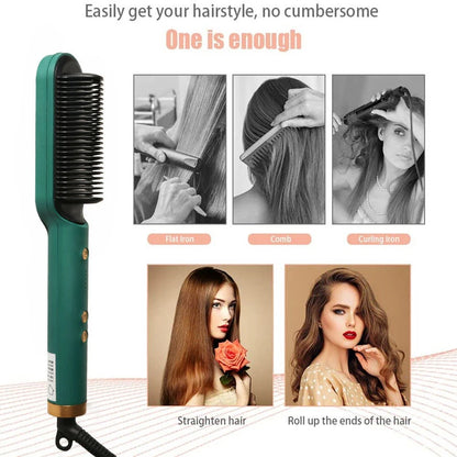 Peine de pelo liso profesional para mujer, cepillo de pelo liso portátil con revestimiento de cerámica, herramienta de peinado para salón, gran oferta