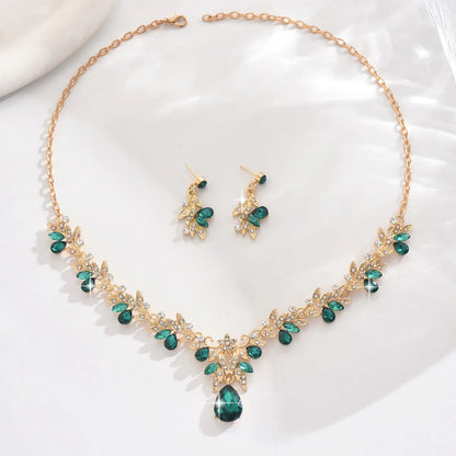 3 uds nuevos conjuntos de Collar de moda para mujer Collar de gota de agua gargantilla Collar pendiente conjunto de joyería para graduación cumpleaños boda nupcial