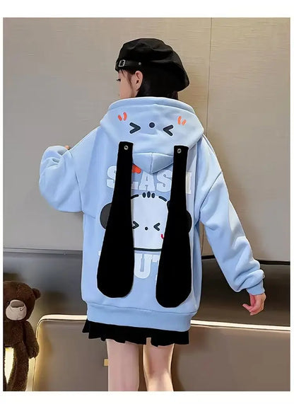 Korean-style long-eared Pacha dog hoodie, loose, trendy, and versatile, for toddlers