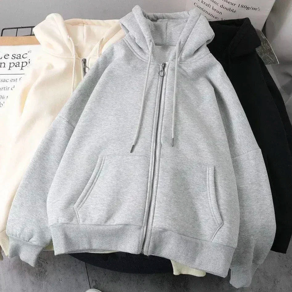 Y2K nueva versión coreana de estilo universitario Spice Girl cremallera Sudadera con capucha mujeres Harajuku Casual suelta polar grueso sudadera Punk Sudadera con capucha