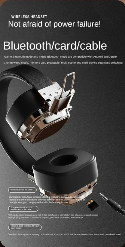Nuevo 5,3 auriculares inalámbricos Bluetooth plegables auriculares Gamer elección Retro sobre la oreja auriculares DJ sonido estéreo Bluetooth