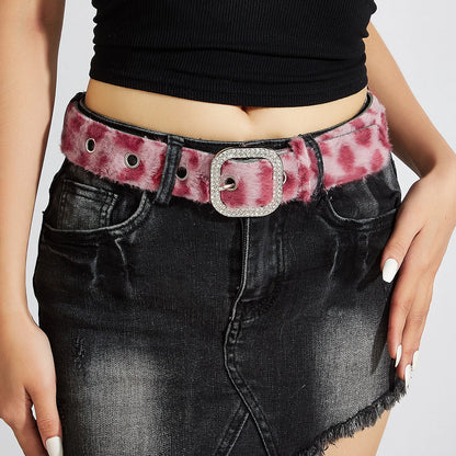 Cinturones góticos Y2K para mujer, pretina de piel de Animal vívida Artificial a la moda, accesorios Punk de Hip hop, pretina vaquera rosa para invierno.